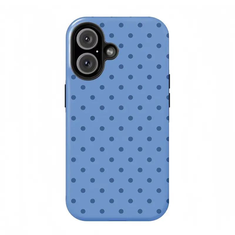 Cute Jeans Case |       Blue Denim Polka Dot Minimal Suitable For iPhone17 Pro Max,17 Pro,17,16 Pro Max,15,14 ,13,12 |       High Quality |       Teenage Girl Gift Double-layer protective case, smartphone case
