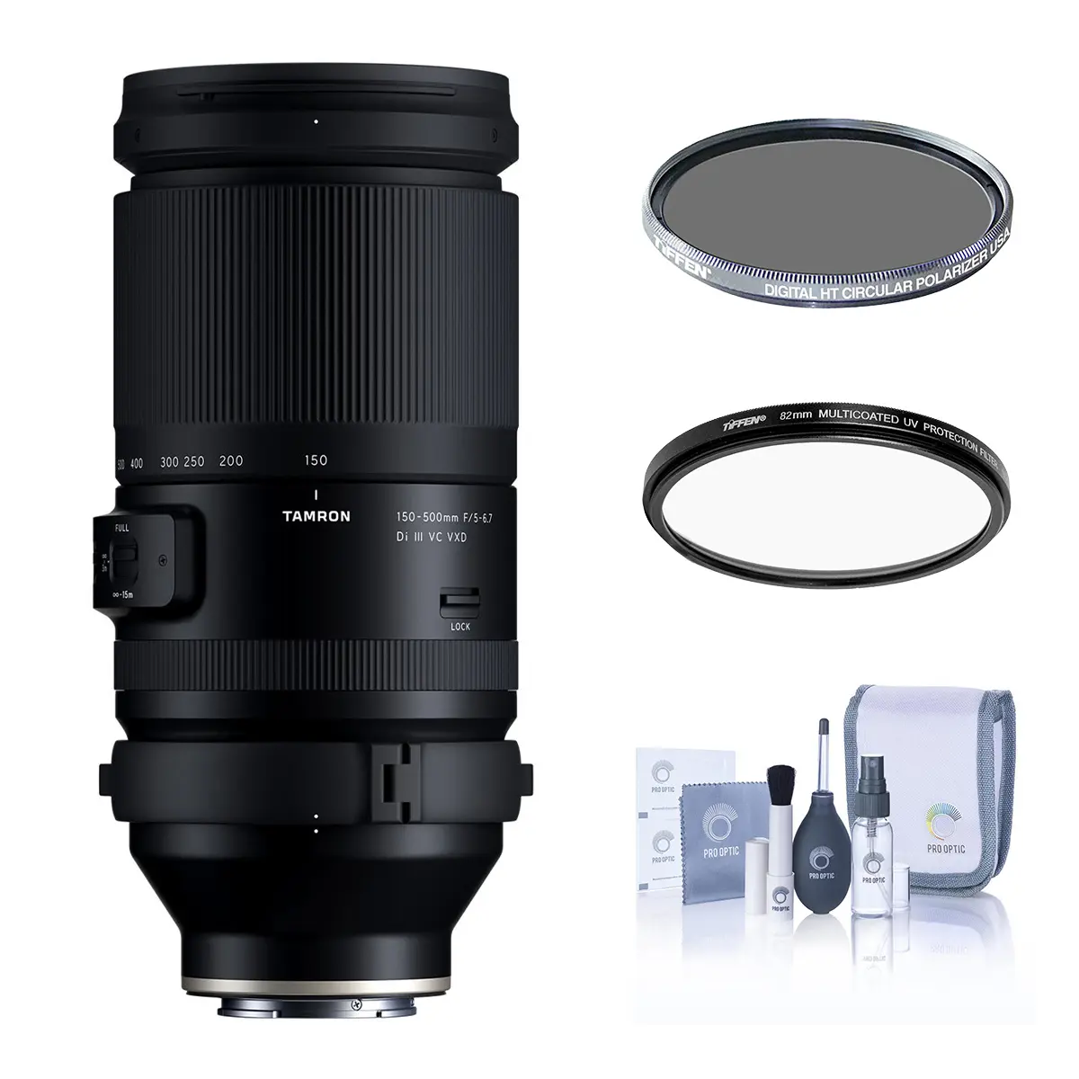 Tamron 150-500mm f/5-6.7 Di III VC VXD Lens for Sony E, Bundle with Tiffen 82mm UV Filter