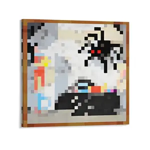 Minecraft classical 8-Bit Adventure Frameless Canvas Print, Retro Pixel Sci-Fi Gamer Setup Wall Decoration, IYKYK Room Home Decor Poster