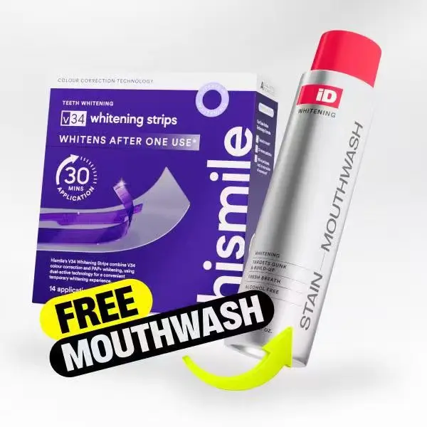 [NEW] [Hismile] Starter Bundle, V34 Whitening Strips & iD Whitening Mouthwash, Save 50% Value Deal