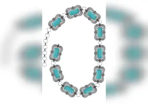 Western Concho Gemstone Feather Bar Chain Belt