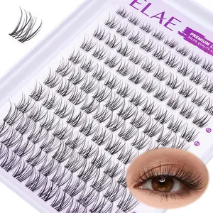 ELAE Cosmetic 120Pcs DIY Lash Clusters, 8-14mm Mixed Manga Lashes with D Curl, Salon-Quality Soft Thin Band Reusable Fluffy False Eyelashes for At-Home Daily Self-Application Eyelash Extensions