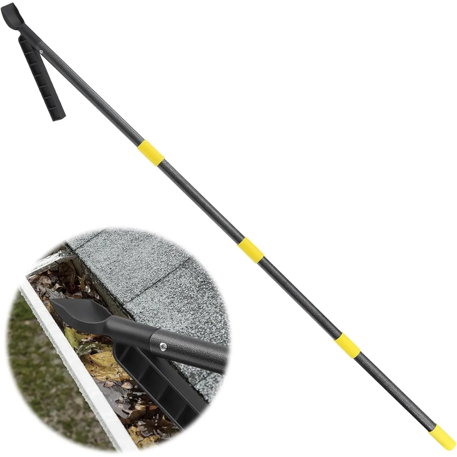 Gutter Cleaning Tools 11 FT, Rain Gutter Guards Cleaning Tool with Long Pole, Roof Gutter Scoop Leaf Cleaning Tool, Gutter Shovel Cleaner Tool