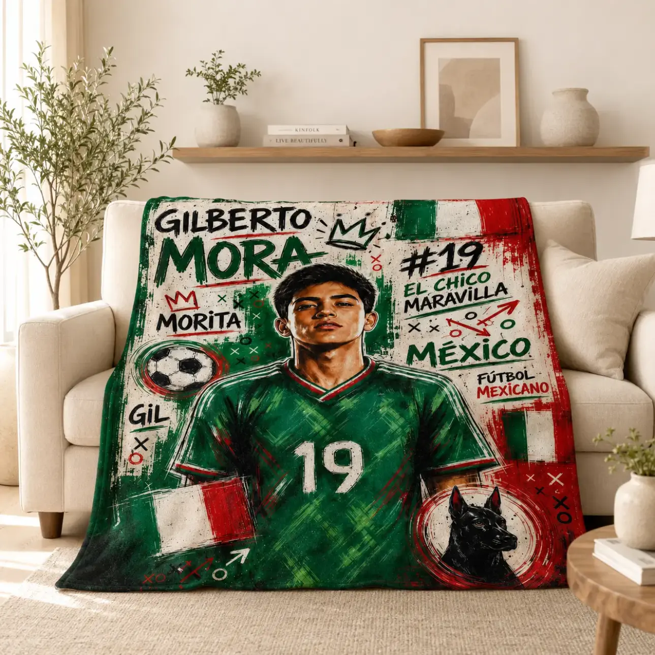 Gilberto Mora Mexico Soccer Player Poster Throw Blanket, El Chico Maravilla Football Graphic Soft Cozy Plush Bed Blanket, Lightweight Warm Blankets for Bedroom Decor, Couch Sofa Living Room, Birthday Gifts for Soccer Fans