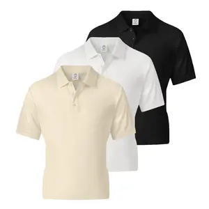 Men's casual solid color short-sleeved crew neck shirt, three-piece men's polo shirt, suitable for sports and outdoor activities (such as tennis and golf), and can also be worn in business situations.