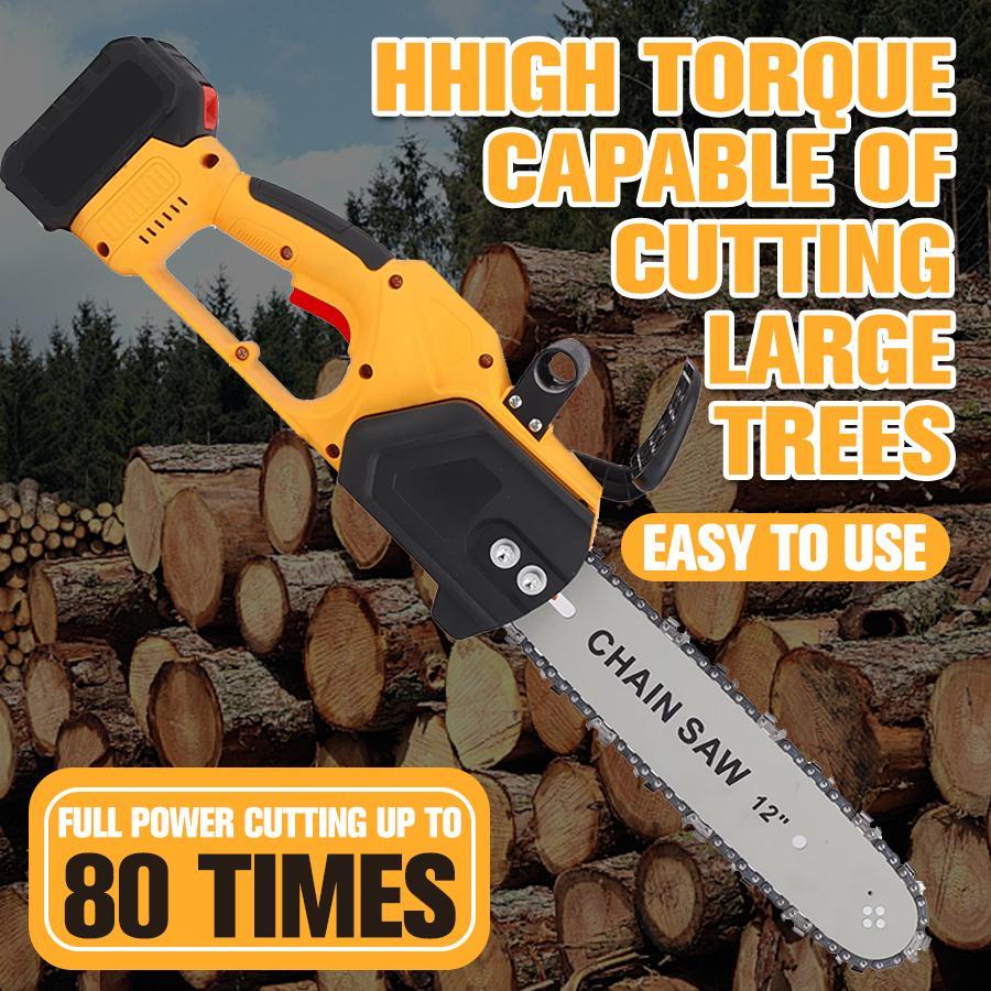 12" Cordless Chainsaw Kit, equipped with 2 high-capacity batteries, battery-powered chainsaw gardening tool, suitable for wood cutting and tree pruning, the perfect gift for dad and husband.