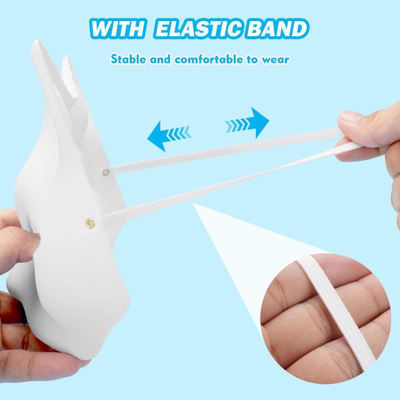 30 PCS Blank Therian Mask DIY Kit White Therian Animal Masks to Paint 7.1X6.7in Comfortable Lightweight Paper Adjustable Elastic Bands Colorful Gift for Halloween Party Cosplay & Craft Activities