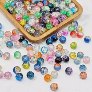 300pcs 8mm Glass Beads, Multiple Colors, Round & Hollow Design, Ideal for DIY Crafts, Enhance Creativity & Precision