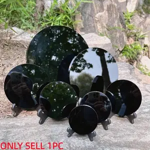 Obsidian Crystal Disc for Home Decor, Unique Energy Stone for Relaxation & Meditation, Spiritual Growth Accessory, Natural Healing Crystal, Chakra Healing Crystals