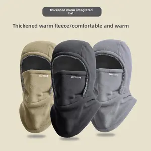 Warm Hat Winter Windproof Cycling Fleece Lined Thickened Cold-Proof Two-in-One Face Mask One-Piece Hat Ear Protection Head Cover 3D Unisex