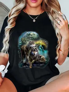 100% Cotton Vintage wolf mens Shirt wolf women Lovers for boys and girls T-Shirt