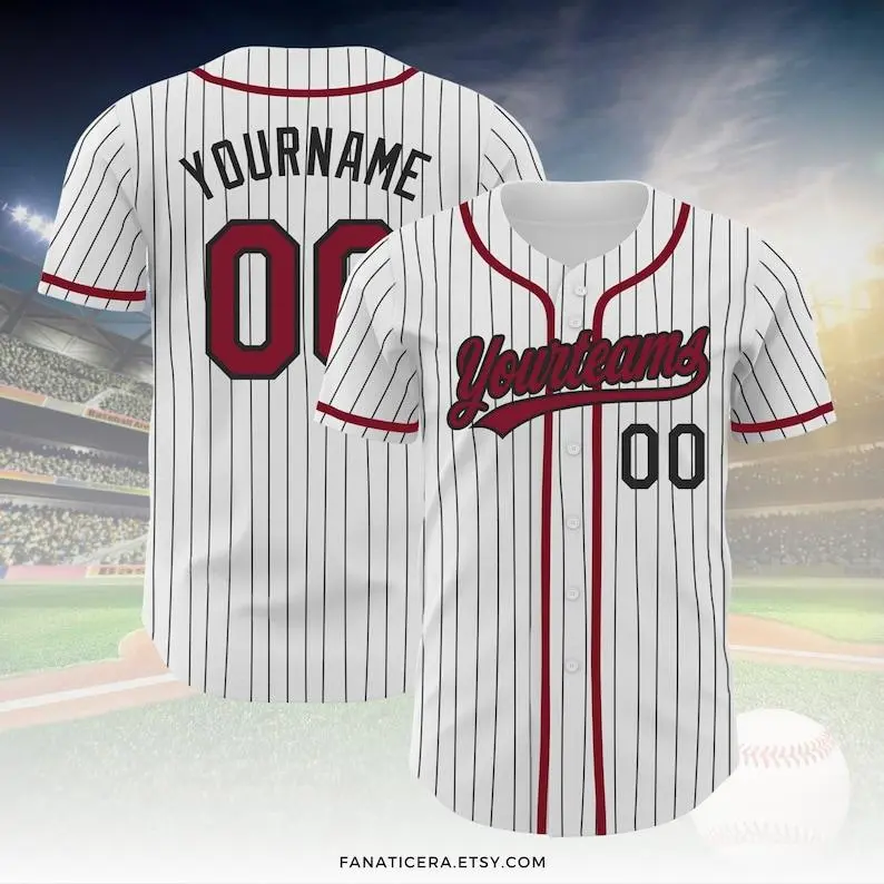 Personalized Name Team, Stripe Line Baseball Jersey For Fans, Custom Number Baseball Team Couple Jersey