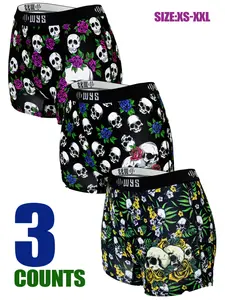 Women's Sports Briefs Set, Comfortable Breathable Elastic Sport Underwear, Digital Print Halloween Gold Skull Design