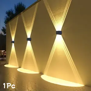 Solar LED Wall Light with Solar Illuminated and Adjustable Illumination Range, Up and Down Lighting Style for Outdoor Garden and Patio Decoration, Modern Villa Landscape Accent Lighting, Outdoor Patio Lights