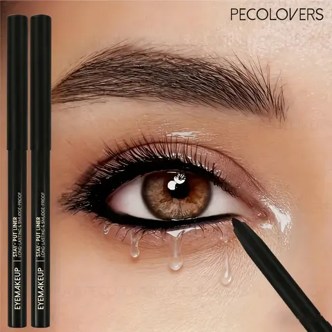2PCS/Set Waterproof Black Eyeliner Gel Pen, Waterproof Liners, Enhance Eye Makeup, Eye Makeup Product, Not Easy To Smudge, Soft and Smooth, Easy To Apply, Matte and Quick Drying, Novice Friendly, Durable, Ideal Valentine's Day Gift