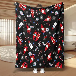 Christmas Elf Theme Flannel Blanket, Soft Skin-Friendly Fabric, Multi-Scene Use, All-Season Comfortable, Low Sensitivity & Easy Wash Gift