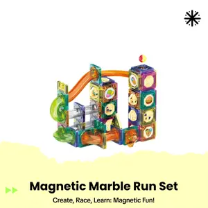 73pc Magnetic Marble Run Set with Building Tiles Race Track Car Slides STEM Learning Toy Preschool Construction Kit for Indoor Activity Development Kids age 3+