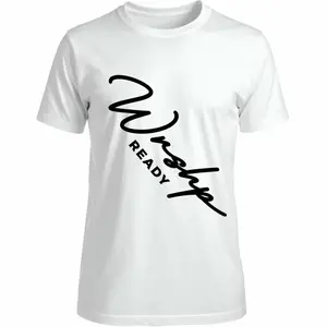 Wrshp Ready- T-Shirt with Bold "Wrshp Ready" Script Design for Everyday Wear