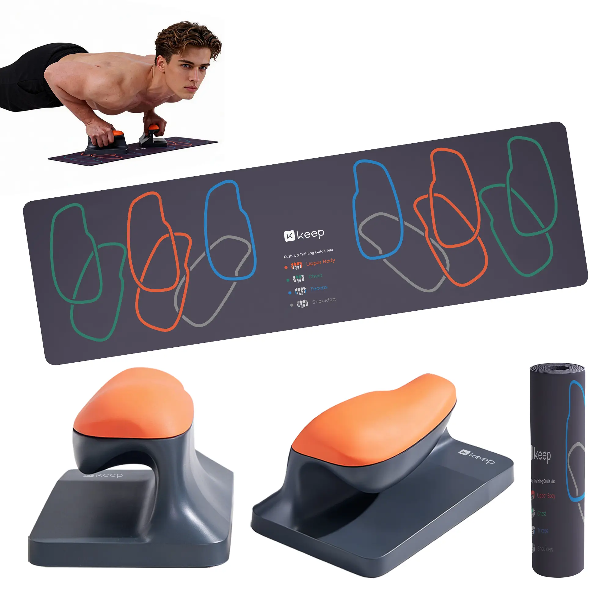 Ergonomic Push Up Bars with Training Mat Set, 3.6" Elevation, Reduces Wrist Pain, 25% Better Grip, 20% Higher Capacity, Ideal for Home Gym (Sports & Outdoor Fitness Equipment)