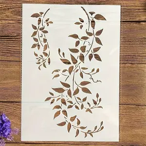 5pcs Large A4 Size Vine Leaves Painting Stencil, PET Material, Reusable, Can Be Copied and Drawn with Paint, Chalk, Self Spray Paint, Pencil for DIY Scrapbooking Walls Furniture Eid Al-Adha Mubarak
