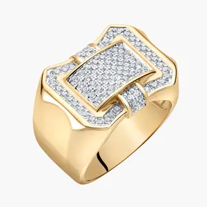 Men's Domed Rectangular Design Ring Daily Birthday Anniversary Male Chunky Big