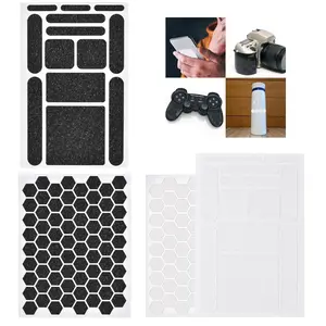 4 Pack Phone Grip Tape, Finger Grip Stickers Decal Clear Non Slip Kit Adhesive Traction for Cell Phone Cases  Laptop Tablet Tools Black+Clear (4Pack)