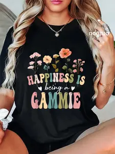 100% Cotton Happiness is Being a Gammie Floral Gammie Mother's Day T-Shirt