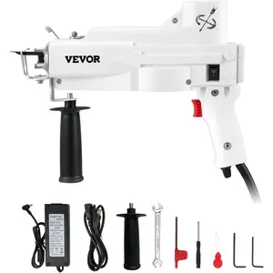 TikTokShopBlackFridayVEVOR Tufting Gun, Cut Pile Electric Carpet Weaving Flocking Machine, Rug Machines Starter Kit, 7-27 Stitches/sec High Speed Rug Making Tools, 4-25 mm Adjustable Height, 110V