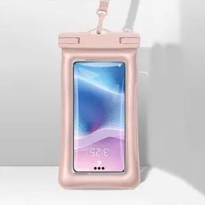 Waterproof phone pouch, clear waterproof cell phone case with lanyard for iPhone and Galaxy up to 7 inches, inflatable edges for better buoyancy, essential dry bag for winter swimming, cruise ships, diving, kayaking, soaking in hot springs, and spas.