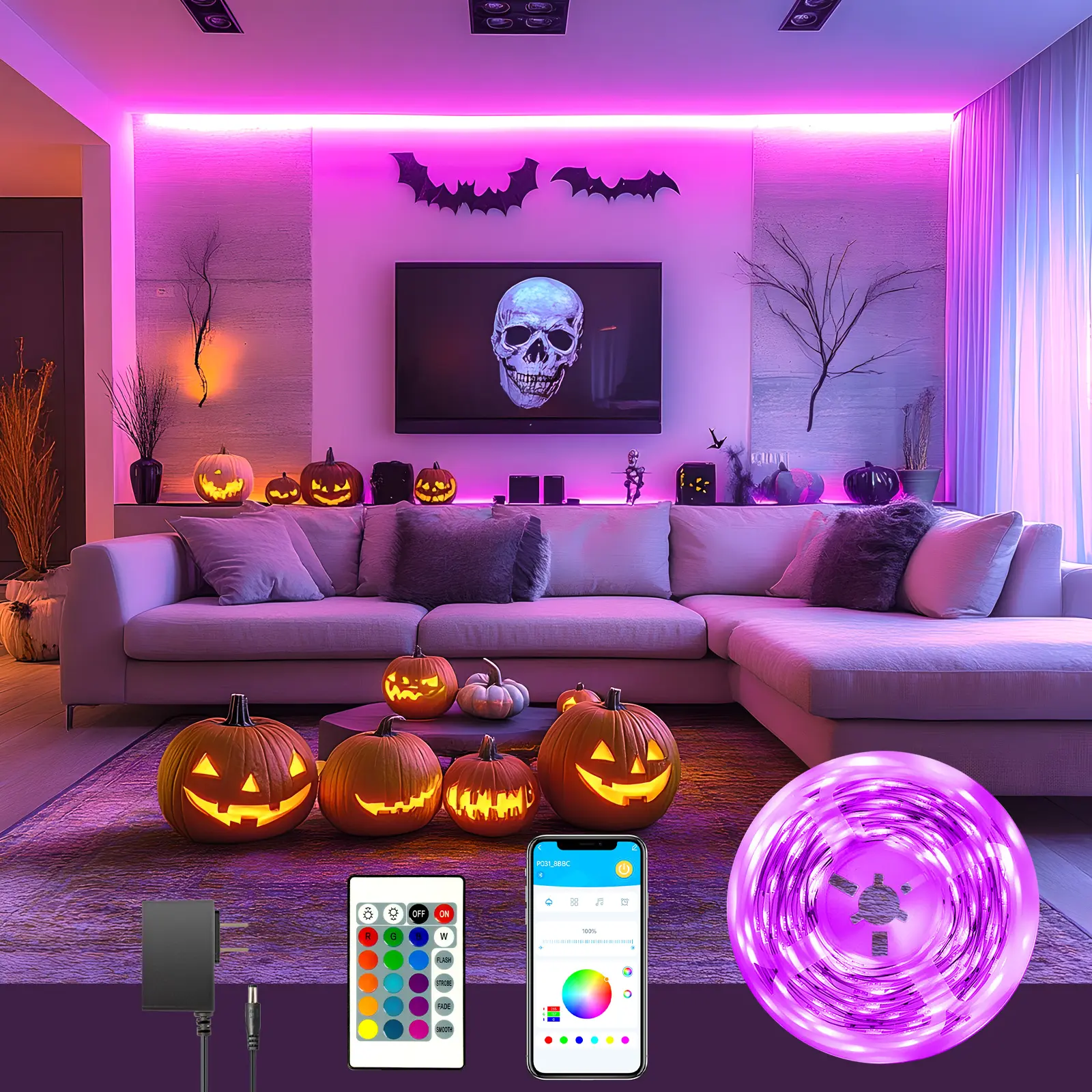DAYBETTER 130FT Led Light Strip, Bedroom Led Light, Smart Led Light App Control, Color Changing Led Light Music Sync Garden Decoration Home Decoration Living Room, Halloween, Christmas, Wedding Decoration, Camping, Party, Birthday Perfect Gift summergarde
