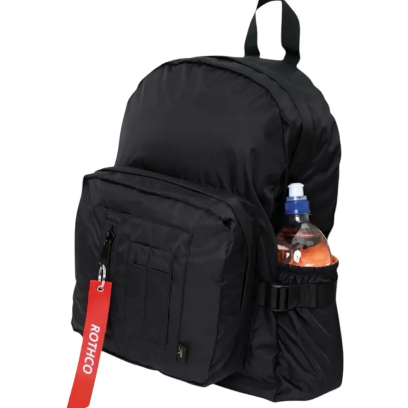ROTHCO Preppy MA-1 Bomber Daypack Backpack for Adults - Classic Styling, Athletic & Casual Use, Foldable, Expandable, Black/Sage Green, All-in-1 Storage, Water Bottle Pockets, Classic Orange Lining, 15"x13.5"x7"