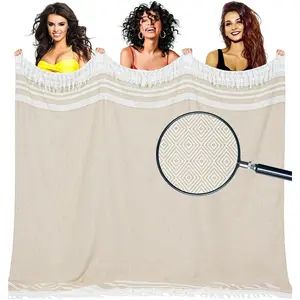 Turkish Beach Towel Blanket Cotton Giant XL Sandproof Towels Huge Linen XXL  Big Throw Quilt Blankets for Adults Cloud Travel Camping Glamping Accessories Essentials