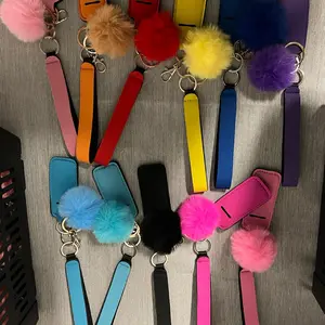 Pom Pom keychain with chapstick holder