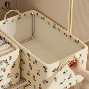 Foldable Clothes Storage Box with Steel Frame for Wardrobe Drawer Organizer Without Lid, Collapsible Storage Bin