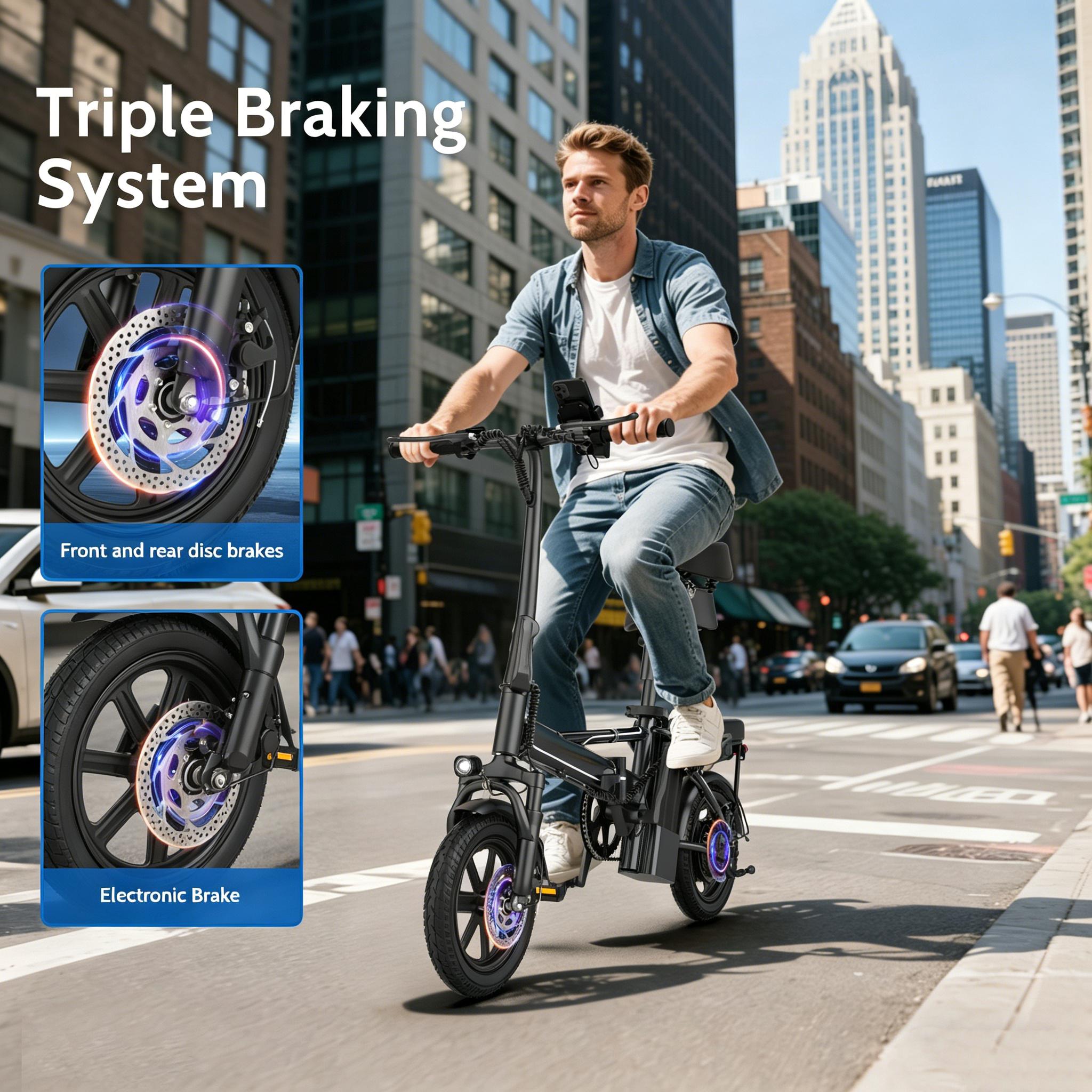 A 2026 New 14" Mini E-Bike 500W Peak 750W Motor, Lightweight Pure Aluminum Frame, 22MPH Max Speed, Up to 40 Miles Range, Great for Commute, Shopping and Relaxing Rides