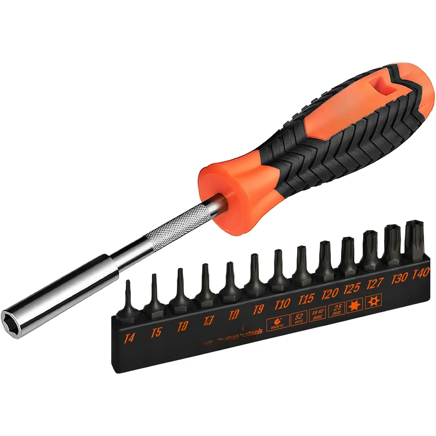 Torx Bit Set with 1/4 inch Magnetic Bit Driver, 12-Piece Security Torx  Bit Set with 1 inch T5 T6 T7 T8 T9 T10 T15 T20 T25 T27 T30 T40 Tamper Resistant