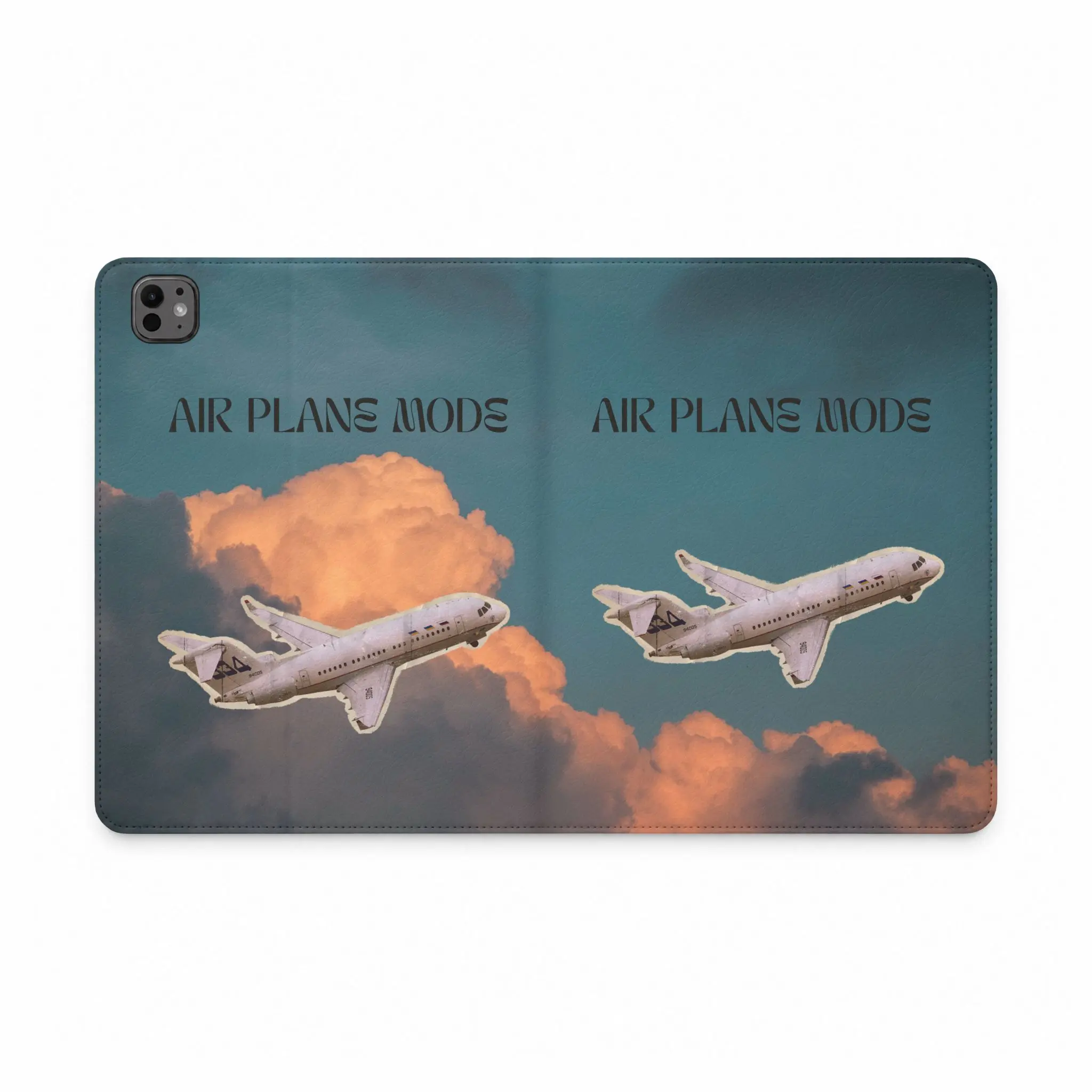 Airplane Mode Tablet Folio Case | Retro Clouds Plane Design