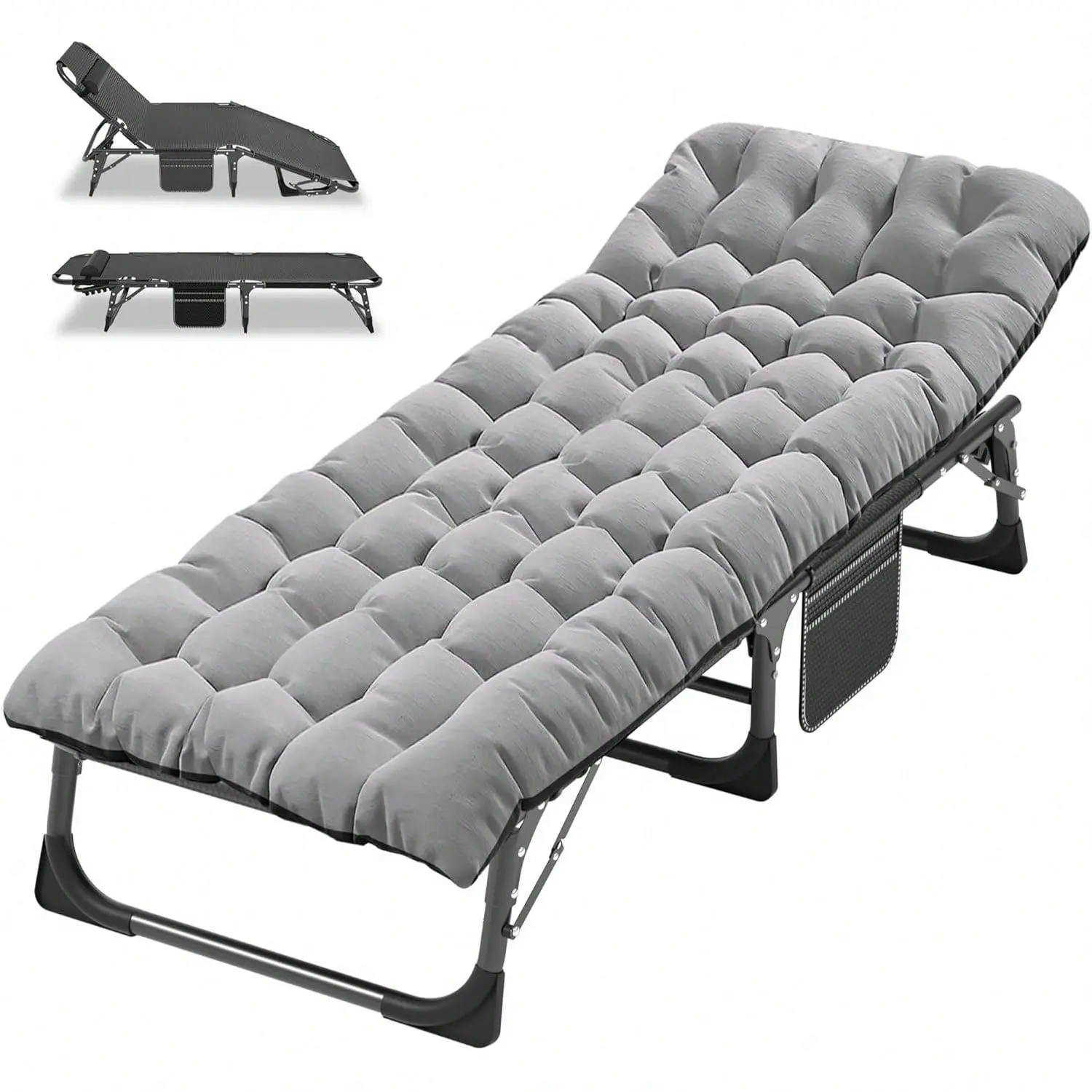 Folding Camping Cot with Mat - 1200D Oxford Heavy-Duty Adjustable Cot for Adults, Outdoor Travel Camping Equipment, Ideal Gift Option