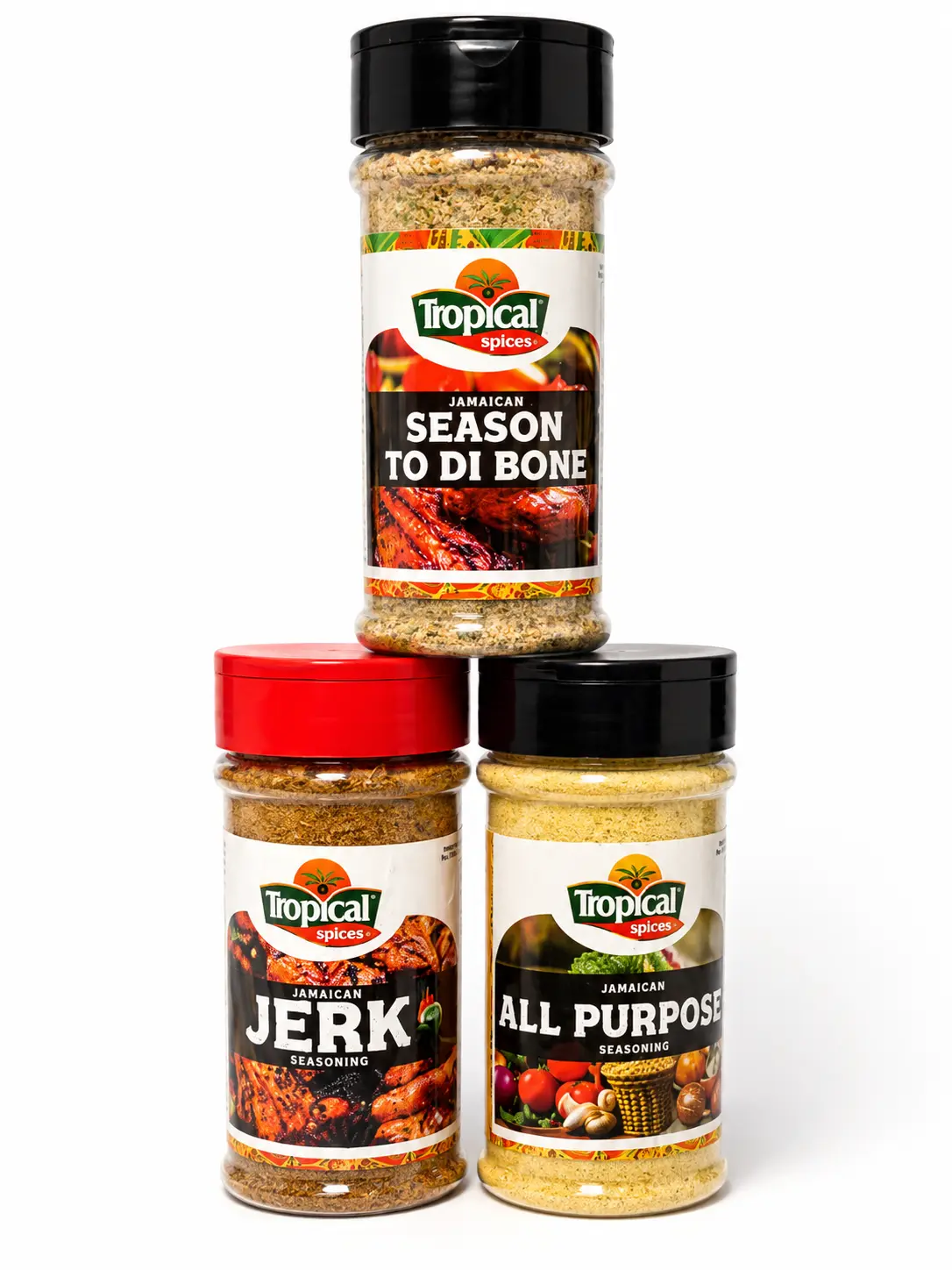 Tropical Spices Jamaican Seasoning and Jerk Marinade Bundle of 6 – Curry, All Purpose, Chicken, Jerk and Season To Di Bone