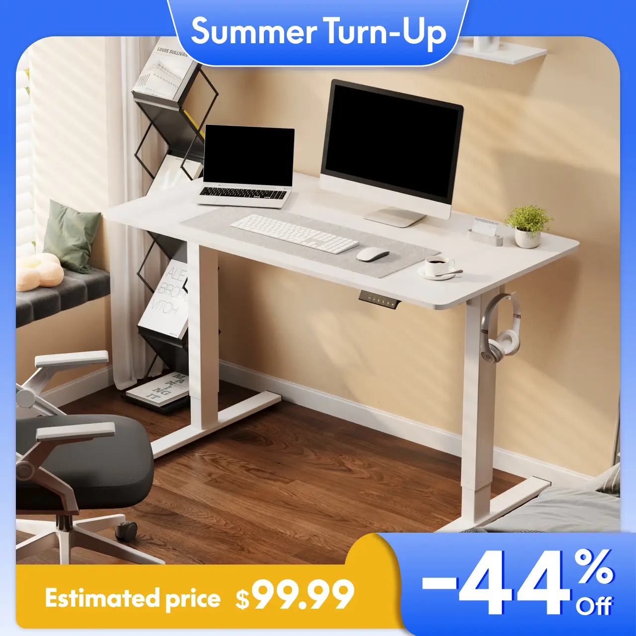 【TikTokShopfalldealsforyou】Adjustable Height Standing Desk，Electric Whole-Piece Desktop White Desk, 48 x 24 Inches Sit Stand Desk for Home Office