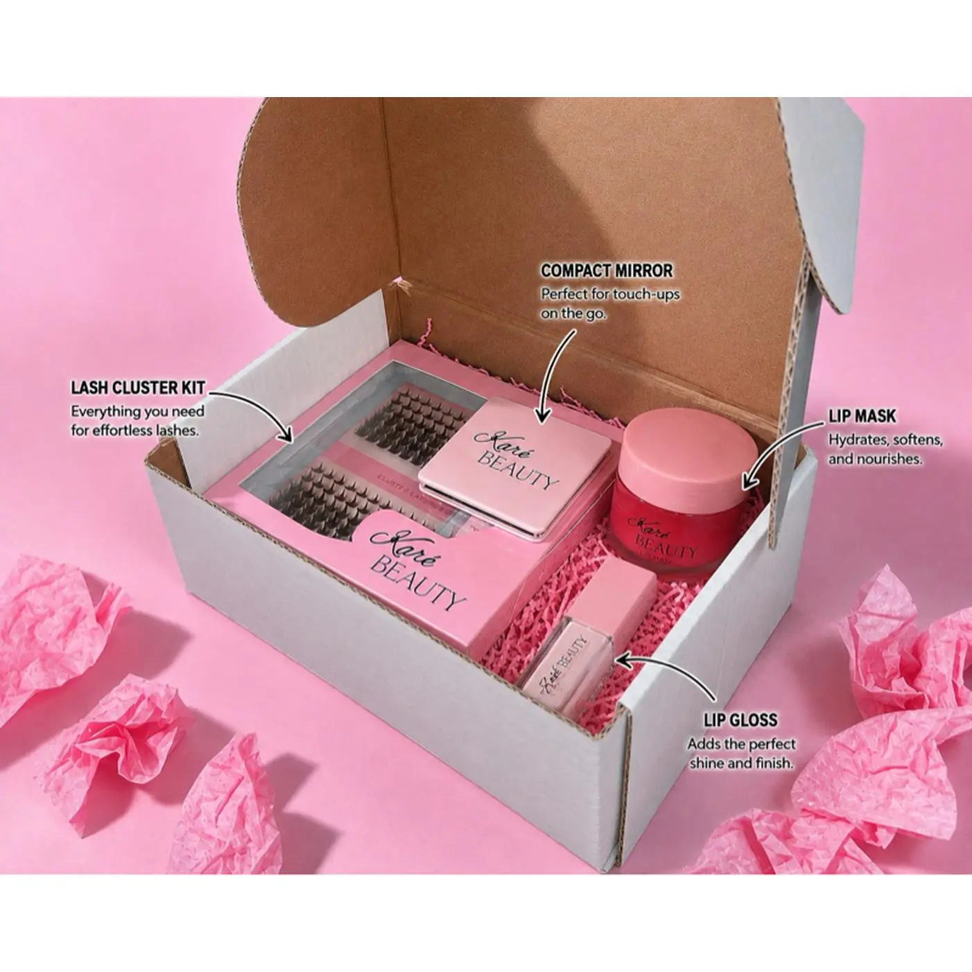 Midnight Luxe Kit with Lip Gloss, Lip Mask, and Compact Mirror - 29.99