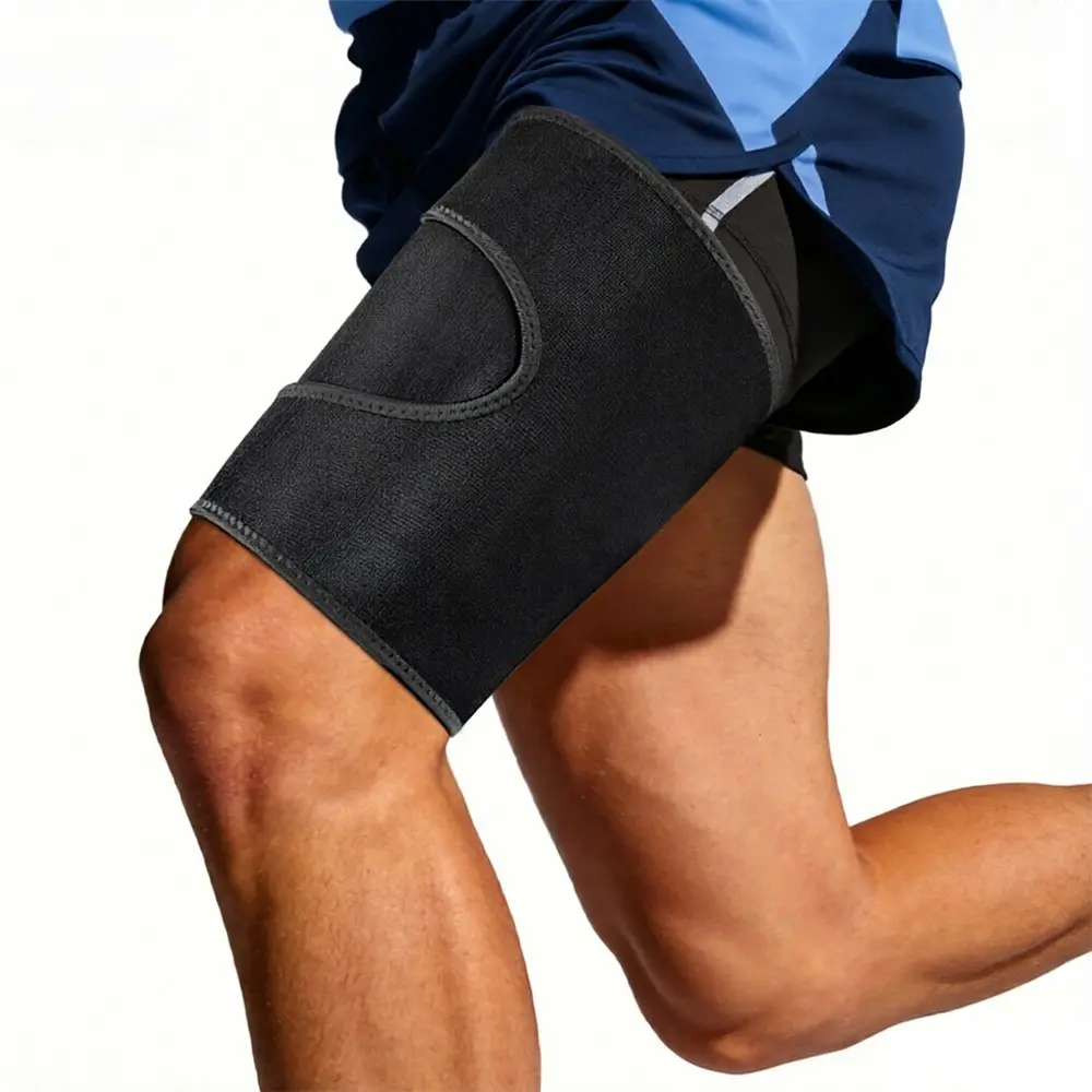 1 Count Thigh Brace Support Hamstring Wrap Compression Sleeves for Men and Women Basketball, Football, Volleyball, Cycling, Running, Sports, Fitness Protective Sleeve Leg Sleeve