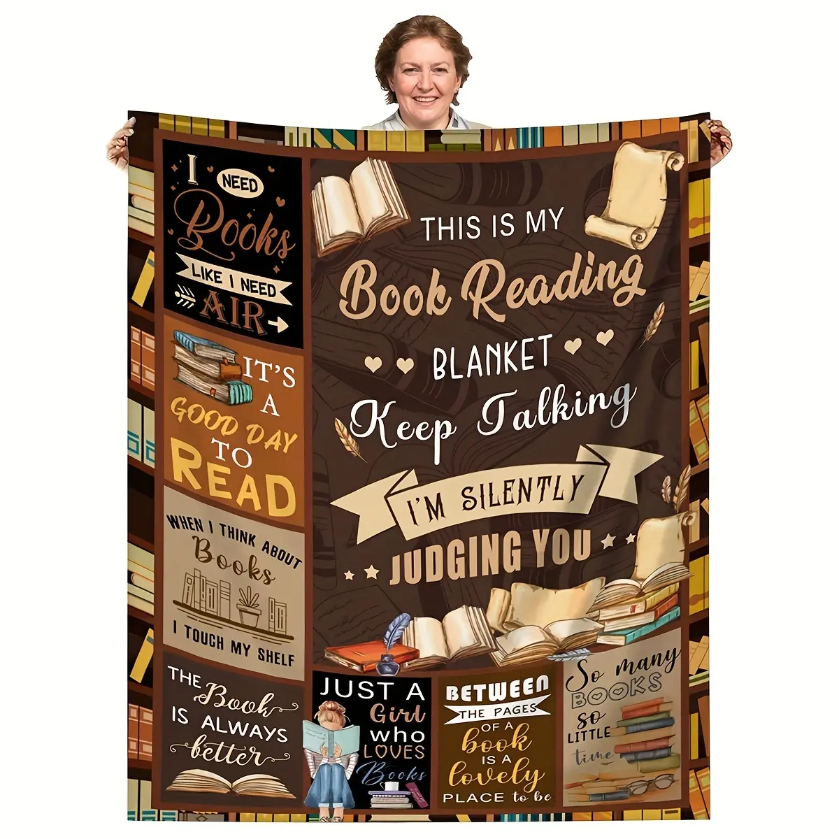 Cozy Soft Flannel Throw Blanket For Book Lovers, Printed Bookish Gift Blanket For Couch Bed Sofa Camping Travel, All Season Warm Snuggle Blanket,Hippie,Galaxy,Space Tapestry,UV,Reactive,Horror,Western,Galloping,Horse Tapestry Throw,decorative,wal,bohemian