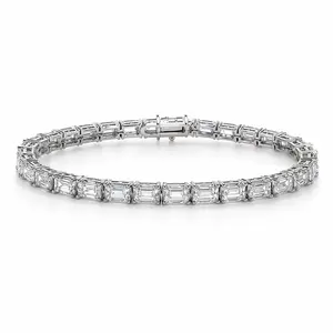 Emerald Cut Lab Grown Diamond Tennis Bracelet