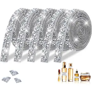 5 Rolls  Self Adhesive Rhinestone Ribbon Trim, 5 Yards Sparkling Bling Rhinestone Strips, Bling Tape for DIY Crafts &  Decor