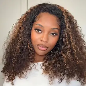 Burmese Curly 3 IN 1 Half Wigs Human Hair Wigs P1B/30 Kinky Curly Glueless Wig For Women T1B/4 Seamless Flip Over Wear and Go Wigs with Drawstring Quick Install Beginners Friendly Headband Wig