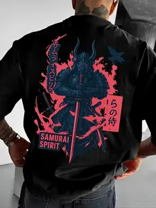 Samurai Soul Brand Jacket, Unisex Japanese Retro Windbreaker Coat, Casual Streetwear Essential, Graphic Short Sleeve, Fitted Long Fit, All Seasons
