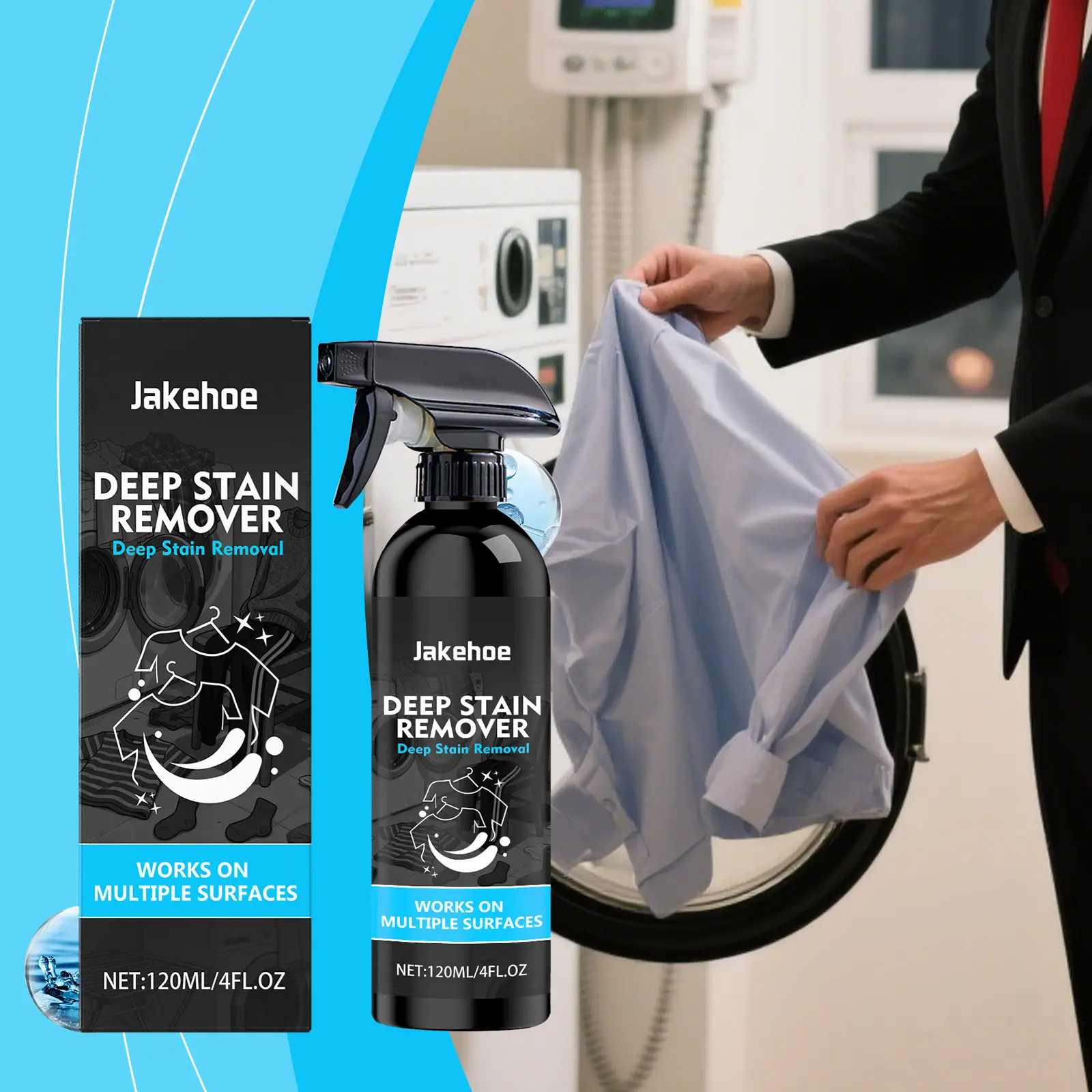 Clothing Stain Cleaner Spot Stain Eliminator Multi Fabric Stain Treater Spray Suitable for Home Daily Washing Surface Oil Grease Dirt Remover, Effective Laundry Solution, Effective Stain Removal