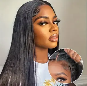 Local warehouse[Glueless Human Hair Wig] 200% Density Human Hair Glueless Wear and Go Wig - Pre Plucked Pre Cut Lace Free Part HD Straight 4x4 Wig for Women Real No Glue Ready to Wear