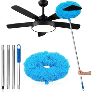 Ceiling Fan Cleaner Duster with Extension Pol, 12 to 51 Inch Duster Length, Reusable Microfiber Dusters for Cleaning Fan Blades, Cobwebs, Walls, Windows & High Ceilings, Removable, Blue